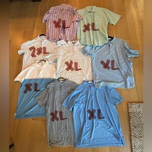 Various “Peter Millar” Polo/Golf Shirts. Sizes XL-2XL